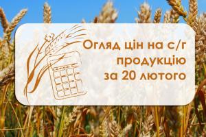 Ціни на с/г продукцію станом на 20 лютого 