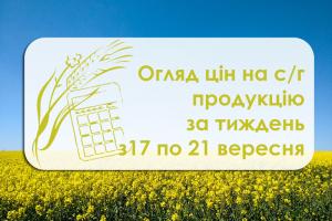 Огляд цін на с/г продукцію за тиждень з 17 по 21 вересня