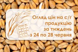 Огляд цін на с/г продукцію за тиждень з 24 по 28 червня