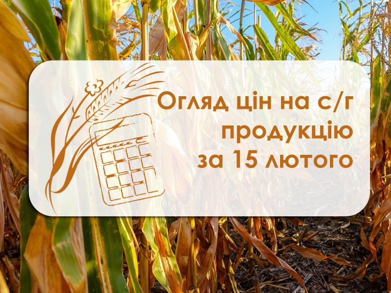 Ціни на с/г продукцію станом на 15 лютого за основними українськими трейдерами.