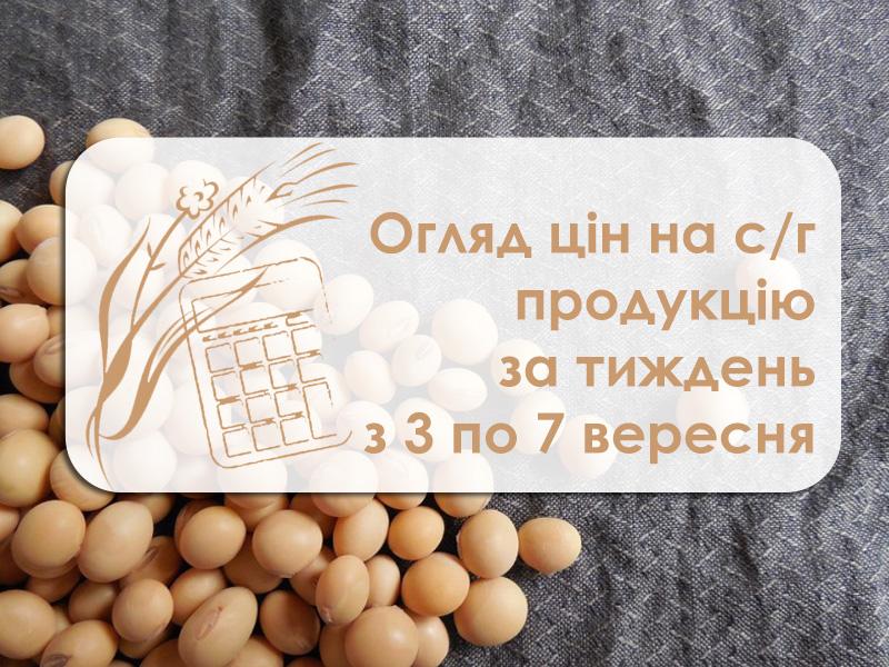 Огляд ціна на с/г продукцію за тиждень з 3 по 7 вересня