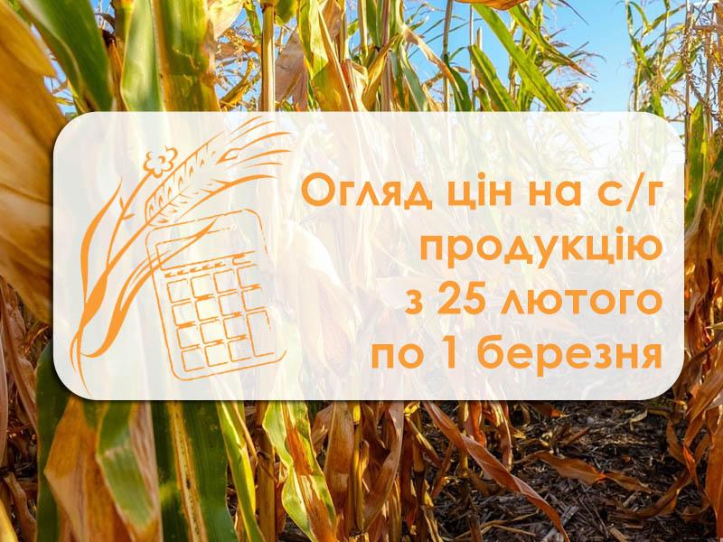 Огляд цін на с/г продукцію за тиждень з 25 лютого по 1 березня