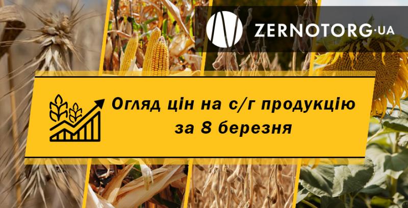 Ціни на с/г продукцію — огляд за 8 березня від Zernotorg.ua