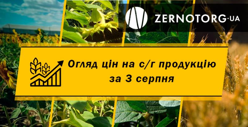 Ціни на с/г продукцію — огляд за 3 серпня від Zernotorg.ua